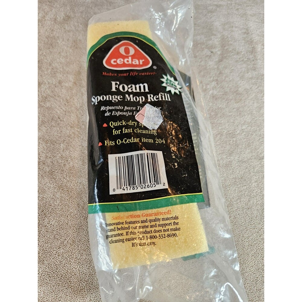 O Cedar Foam Sponge Mop Refill 1997 Fits Sponge Mop #202 #204 New Old Stock